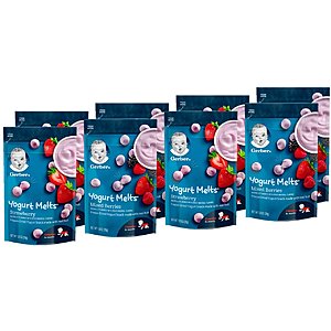 Gerber Yogurt Melts, Strawberry & Mixed Berry, 8 Count [Yogurt-Strawberry and Mixed Berry Pack] Amazon S&S 20% Baby Items $10.43