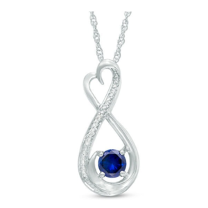 Zales: 5.0mm Lab-Created Blue Sapphire and Diamond Accent Heart-Shaped Infinity Pendant: $25.99 + Free Ship To Store