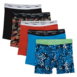 Hanes Boys Boxer Briefs, Moisture-Wicking Cotton Stretch Underwear, 5-Pack $8.74 at Amazon and Walmart