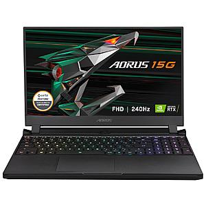 Gigabyte Aorus 15G Gaming Laptop Bundle: Intel i7 10870H, 15.6" 1080p FHD 240Hz, 1TB PCIe SSD, 32GB DDR4, GeForce RTX 3080 $1869.99 AR + Free Shipping via Newegg