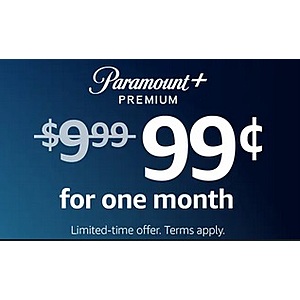 Prime Members: 1-Month Paramount+ Premium Streaming Service $1