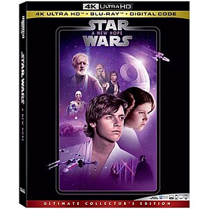 Star Wars: Episode IV: A New Hope (4K Ultra HD + Blu-Ray + Digital Code) $13.35