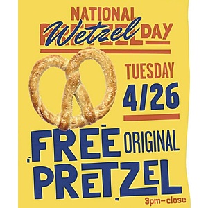 FREE Pretzels for National Pretzel Day 2022 - April 26