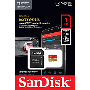 1TB SanDisk Extreme microSDXC UHS-I U3 Memory Card w/ Adapter $100 + Free Shipping