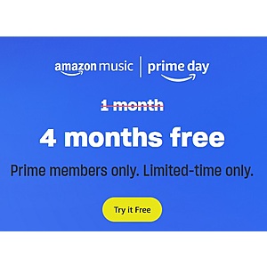Amazon Prime Member Offer: FREE 4-Month Amazon Music Unlimited Individual Plan/Subscription (New Subscribers Only) via Amazon
