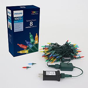 35.3' Philips 8 Function 100 LED Multicolor Mini Indoor/Outdoor Christmas Lights $4.70