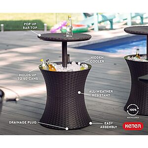 Keter Patio Table w/ 7.5-Gallon Drink Cooler $40 + Free Shipping