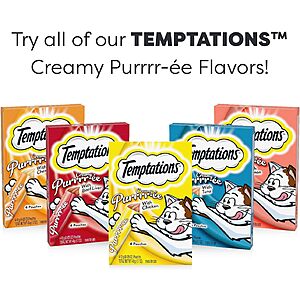 16-Count 0.42oz. Temptations Creamy Puree Cat Treat Pouches (various flavors) From $1.05 & More w/ Subscribe & Save