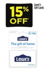 Lowes Gift Card 15% off one day only at Dollar General (date clarifed)