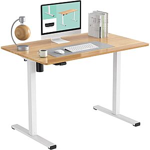 FLEXISPOT Whole-Piece Desk Board Electric Standing Desk (48" x 24", White Frame+Maple Top) $99.99 + Free Shipping