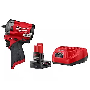Milwaukee M12 Fuel Brushless Stubby 3/8" Impact Wrench Kit w/ 4.0Ah + 2.5Ah Batteries $165 + Free S/H