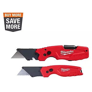 Milwaukee FASTBACK 6-in-1 Folding Utility Knives and FASTBACK Compact Folding Utility Knife with General Purpose Blades (2-Pack) 48-22-1505Q - $19.97