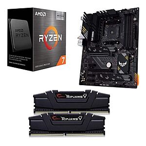 AMD Ryzen 7 5800X3D, ASUS TUF Gaming B550 Plus WiFi II DDR4, G.Skill Ripjaws V 16GB DDR4-3200 Kit, Computer Build Bundle $349.99