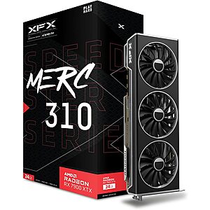 XFX Speedster MERC310 AMD Radeon RX 7900XTX Black Gaming Graphics Card with 24GB GDDR6, AMD RDNA 3 RX-79XMERCB9 $799