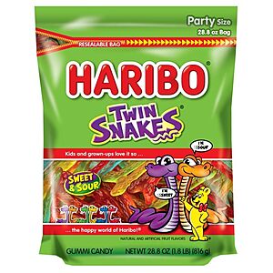 28.8-Oz Haribo Twin Snakes Gummi Candy (Share Size/Resealable Bag) $6.50