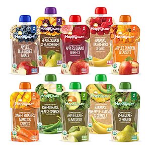 10-Pack 4oz. Happy Baby Organics Stage 2 Baby Food Pouches (Fruit Veggie Variety) $11.55 w/ Subscribe & Save