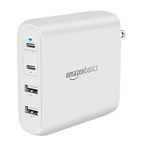 Amazon Basics 100W 4-Port GaN Wall Charger w/ 2 USB-C Ports (100W+18W) & 2 USB-A Ports (17W) (Non-PPS) $20 Free Shipping w/ Prime