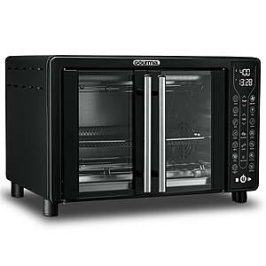Gourmia Toaster Oven Air Fryer Combo 17 cooking presets 1700W french door digital air fryer oven 24L capacity accessories, convection rack,Black $59