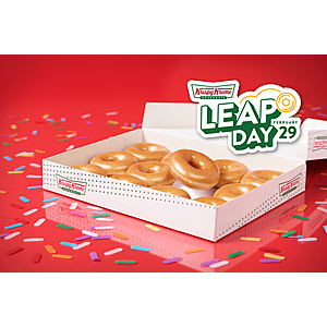 **Leap Day** Krispy Kreme Doughnuts: Original Glazed Dozen for $2.29 w/ Purchase of Any Regularly Priced Dozen + Feb 29. Birthdays: FREE Original Glazed Dozen
