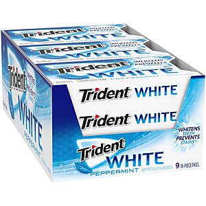 Trident Sugar Free Chewing Gum: 9-Pack 16-Piece Chewing Gum (Peppermint Flavor) $4.80 & More w/ Subscribe & Save