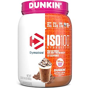 Dymatize ISO100 Hydrolyzed Protein Powder in Dunkin' Mocha Latte Flavor, 100% Whey Isolate Protein for $16.74