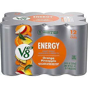 12-Pack 8-Oz V8 +ENERGY Orange Pineapple Energy Drink $6.82 w/ S&S + Free Shipping w/ Prime or on $35+