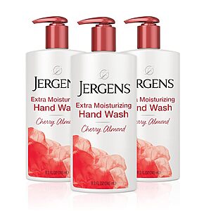3-Pack 8.3-Oz Jergens Extra Moisturizing Liquid Hand Soap Dispensers (Cherry Almond) from $4 + Free Shipping w/ Prime or $35+