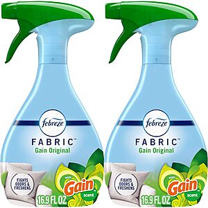 [S&S] $4.18: Febreze Odor-Fighting Fabric Refresher with Gain, Original, 16.9 fl oz, Pack of 2