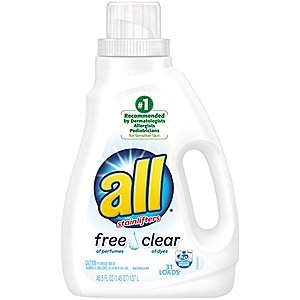 All Liquid Laundry Detergent Free Clear Scent (46.5oz; 31 Loads) $2.84 w/ S&S + Free Shipping via Amazon