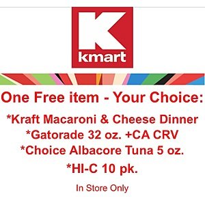 Text "DEALS" to 56278 to get One Free Item - Your Choice - Kmart B&M