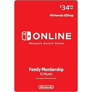 12-Month Nintendo Switch Online Membership (Digital Download) + $5 Best Buy eGC $20