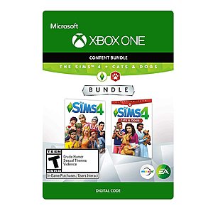 The Sims 4 +  The Sims 4: Cats and Dogs Expansion Pack (Digital Xbox One Code) $12.49 via Amazon