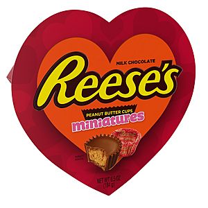 Valentine's Discounted Candy: 6.5oz. Reese's Miniatures Valentine's Heart Box 2 for $2.50 & More + Free S/H on $35+