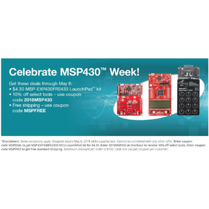 Texas Instruments MSP430 Celebrates 4/30  with $4.30 launch pad and free shipping $4.30