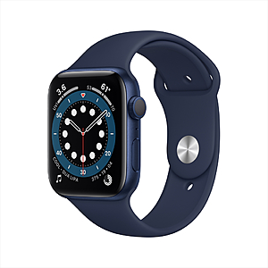 Apple Watch Series 6 GPS, 44mm Blue Aluminum Case with Deep Navy Sport Band - Regular - Walmart.com - $376.28