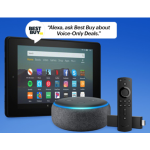 Best Buy Voice-Only Deals on Amazon Products: FireTV Stick-$15, 4K Stick-$25, EchoDot-$22, Fire 7-$30
