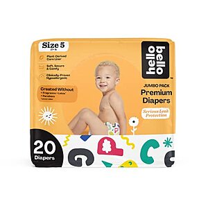 Hello Bello Premium Diapers I Affordable Hypoallergenic and Eco-Friendly Diapers for Babies and Kids I Size 5 I Alphabet Soup I 20 Count for $6.77