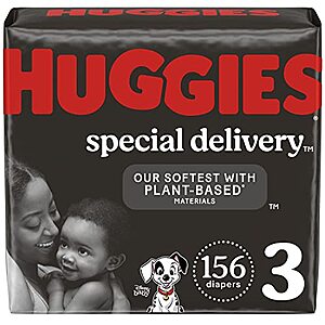 2 x Huggies Hypoallergenic Baby Diapers Size 3 (16-28 lbs), Fragrance Free, Safe for Sensitive Skin, 156 Ct for $70.28(Total 312 count) at Amazon