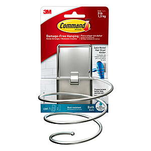 Command Hair Dryer Holder w/ 2 Water-Resistant Strips (Satin Nickel) $5.20 + Free Store Pickup