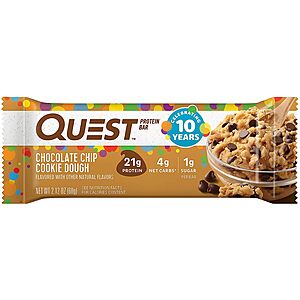 20-Count 2.12-Oz Quest Nutrition Protein Bars (Chocolate Chip Cookie Dough) $25.52 ($1.28 each) w/ S&S + Free Shipping