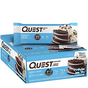 Select Amazon Accounts: 12-Ct Quest Nutrition Protein Bars (Cookies & Cream) 2 for $28.95 w/ S&S + Free S&H