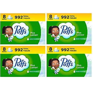 8-Pack 124-Sheet Puffs Plus Lotion Facial Tissues 4 for $33 w/ Subscribe & Save + Free S&H