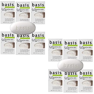 12-Count Basis Sensitive Skin Bar Soap w/ Chamomile and Aloe Vera $10.40 ($0.87 each bar) w/ S&S + Free Shipping w/ Prime or on $35+