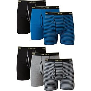 6-Pack Hanes Men's Cotton Boxer Briefs (Striped Assorted) $15.73 + Free Shipping w/ Prime or on $35+