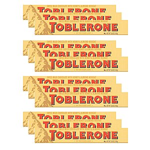12-Count 3.52-Oz Toblerone Swiss Milk Chocolate Bars w/ Honey & Almond Nougat $13.71 + Free Shipping w/ Prime or on $35+