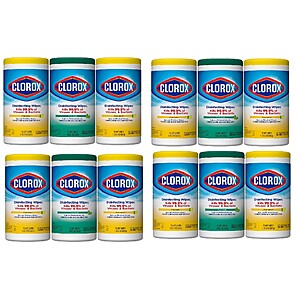 12-ct 75-Count Clorox Disinfecting Wipes Value Pack (Fresh Scent & Crisp Lemon) $33.55 w/ Subscribe & Save + Free S/H