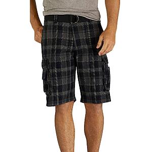 Lee Men's Dungarees New Belted Wyoming Cargo Shorts (Black Clifton Plaid, 29-42) $13.50 & More