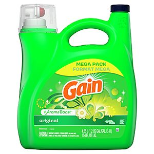 154-oz Gain + Aroma Boost HE Liquid Detergent (Original Scent or Moonlight Breeze) $12.15 w/ Subscribe & Save