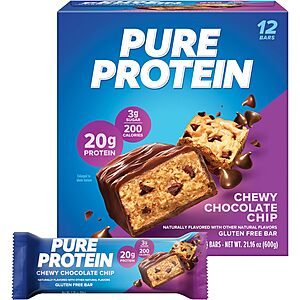 12-Ct 1.76oz Pure Protein Bars: Chocolate Peanut Butter $13.55, Chewy Chocolate Chip $12.40 & More w/ Subscribe & Save