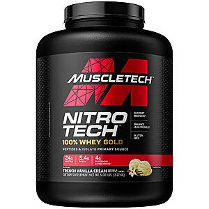 5-Lb MuscleTech Nitro-Tech 100% Whey Gold Protein Powder (Various Flavors) from $35.36 w/ S&S + Free Shipping